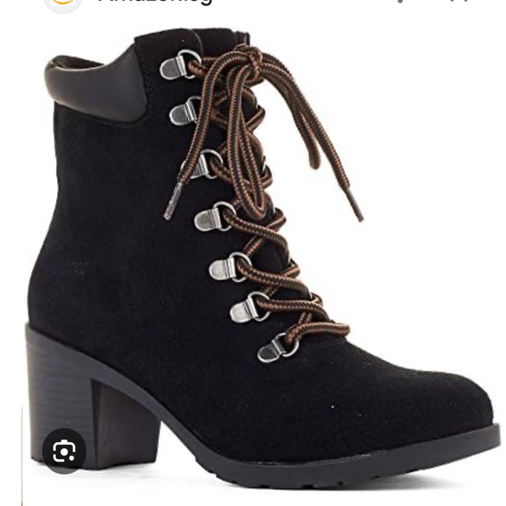 Cougar Black Suede Waterproof Angie Hiking Heeled Boots Sz 8
